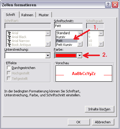 Zellenformat einstellen
