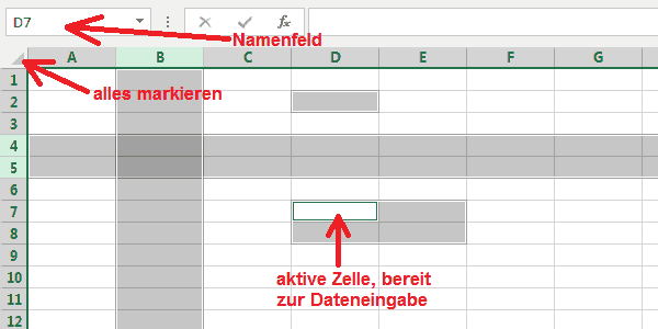 Abbildung: Beispiel Zellen markieren