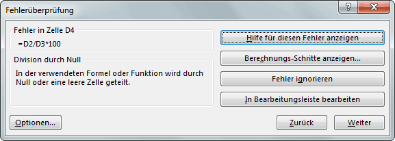 Abbildung: Dialogfeld Fehlerüberprüfung