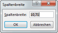 Abbildung: Dialogfeld Spaltenbreite