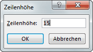 Abbildung: Dialogfeld Zeilenhöhe