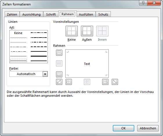 Abbildung: Rahmen formatieren