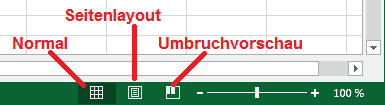 Abbildung: Schaltflächen Ansichten auf der Statusleiste