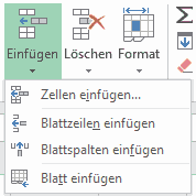 Abbildung: Schaltflächen zum Einfügen