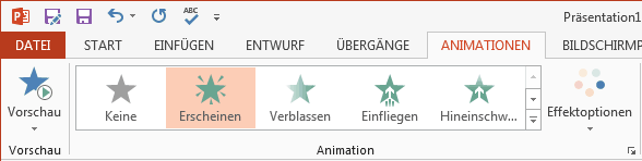 Abbildung: Schaltflächen Animationen