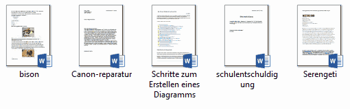 Abbildung: Thumbnails von Word 2013-Dateien