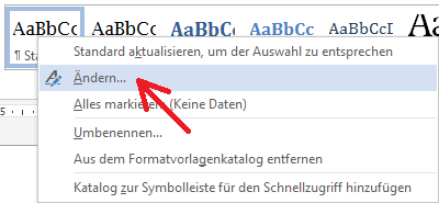 Abbildung: Schaltfläche Formatvorlagen ändern