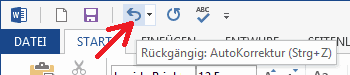 Abbildung: Rückgängig Autokorrektur.
