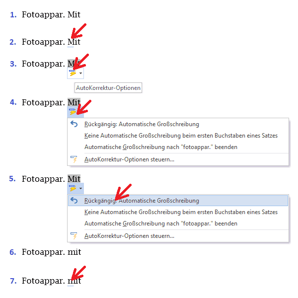 Abbildung: Autokorrektur zurücknehmen.