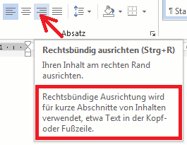 Abbildung: Schaltflächen Terxtausrichtung