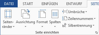 Abbildung: Schaltfläche Seite einrichten